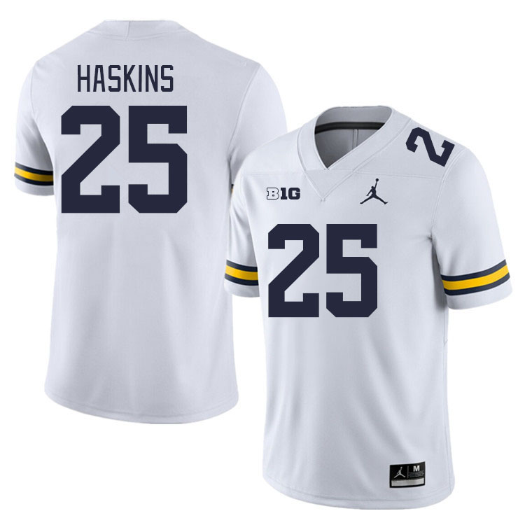 Michigan Wolverines #25 Hassan Haskins College Football Jerseys Stitched Sale-White